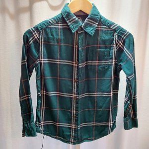 Wondar Nation Button Down Long Sleeve Green Plaid Shirt Boy's Size Medium 8